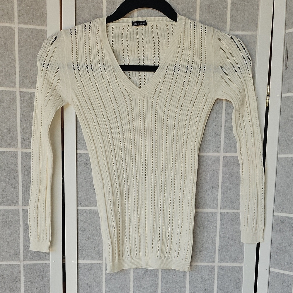 Express Ivory V-Neck Sweater